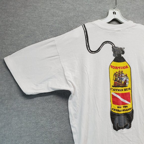 VINTAGE No Problem Men Shirt XL Single Stitch Tortuga Cayman‎ Rum Graphic 90s - Picture 7 of 8